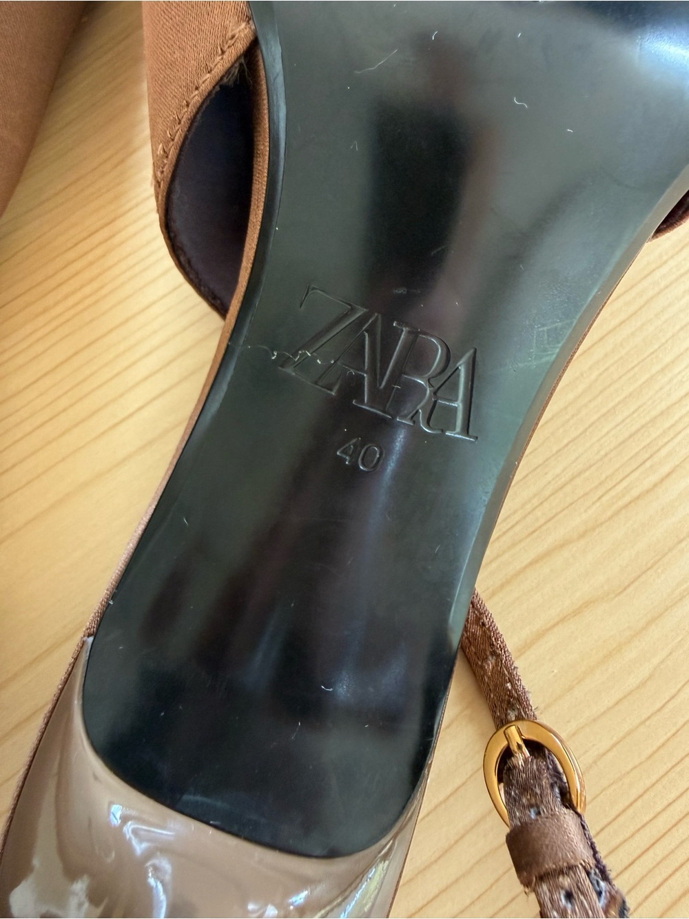 NEW Zara Pointed Toe Slingback Heels Kitten Heels Brown Size 40 (USA 9) - Picture 4 of 7